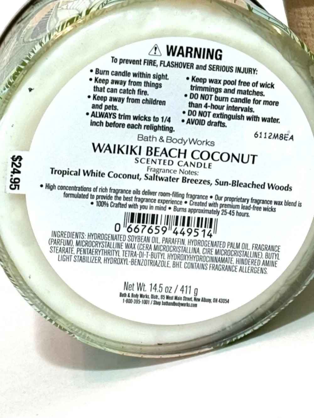 WAIKIKI BEACH COCONUT 3 Wick Candle